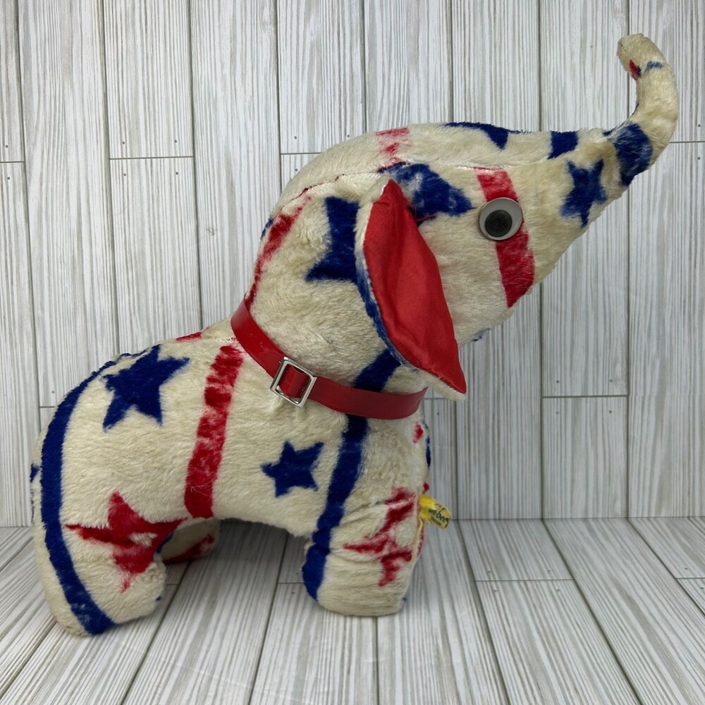 Vintage 40s Elephant Plush Jee Bee Ruston Competitor Rare Stuffed Animal USA GOP